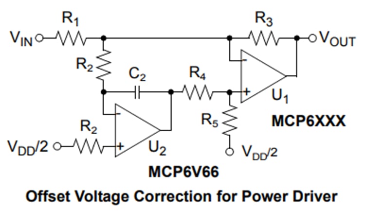 Applikations-Schaltungsdiagramm - Microchip Technology MCP6V66/6U/7/9 Nullpunktdrift-Operationsverstärker