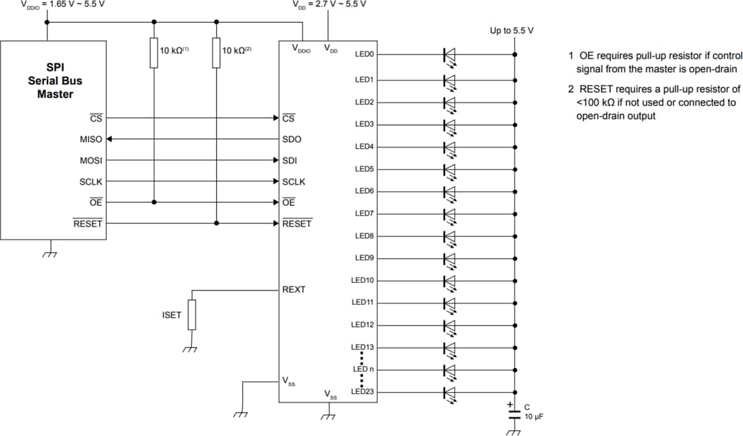 Applikations-Schaltungsdiagramm - NXP Semiconductors PCA9957 24-Kanal-Konstantstrom-LED-Treiber