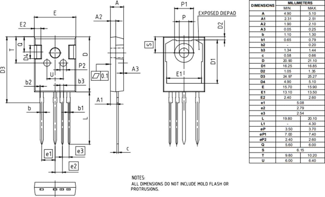 Technische Zeichnung - Infineon Technologies 650 V CoolSiC™-M1-Trench-Leistungs-MOSFETs
