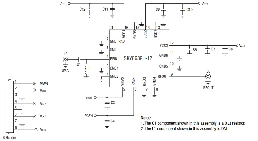 Schematic - Skyworks Solutions Inc. SKY66391-12EK1 Evaluation Board