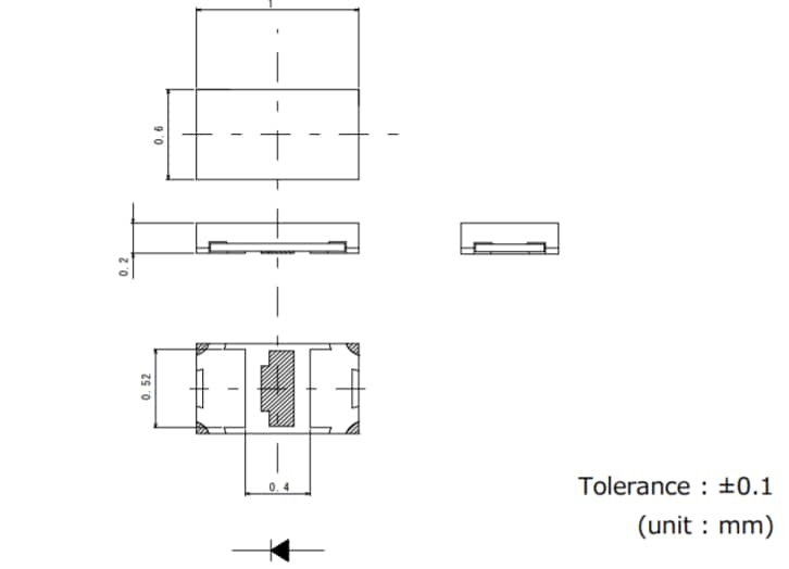 Technische Zeichnung - ROHM Semiconductor SMLP14WBCN1W1 Ultrakompakte superweiße LED