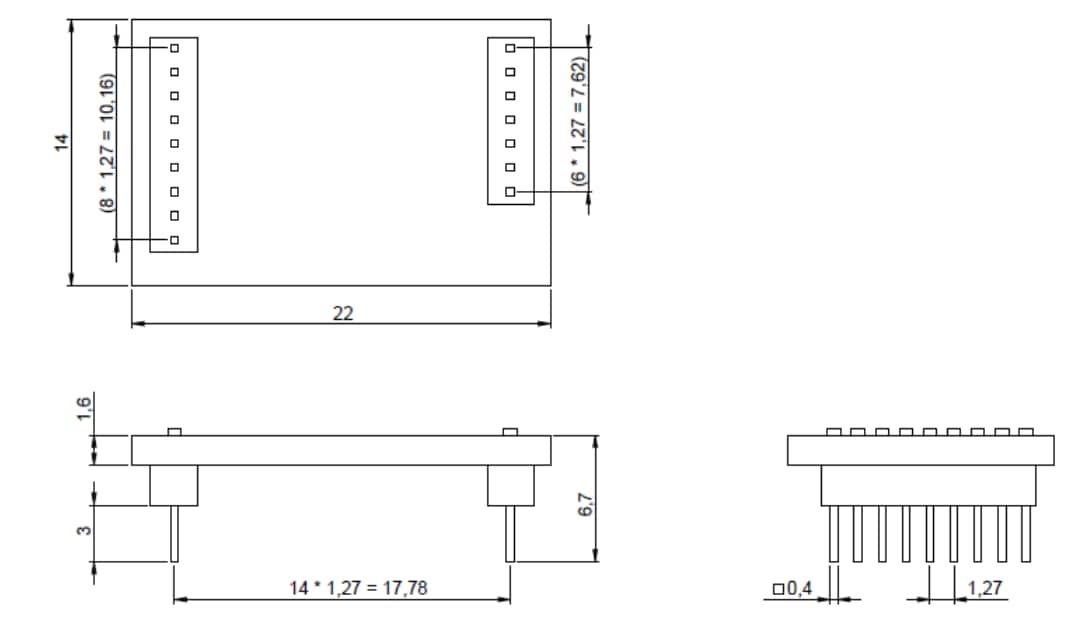 Technische Zeichnung - Bosch BMM150 Shuttle-Board 3.0