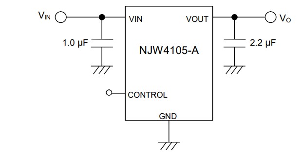 Application Circuit Diagram - Nisshinbo NJW4105 LDO Regulators