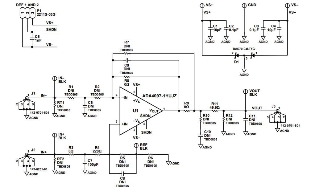 Schaltplan - Analog Devices Inc. EVAL-ADA4097-1 Evaluierungskit