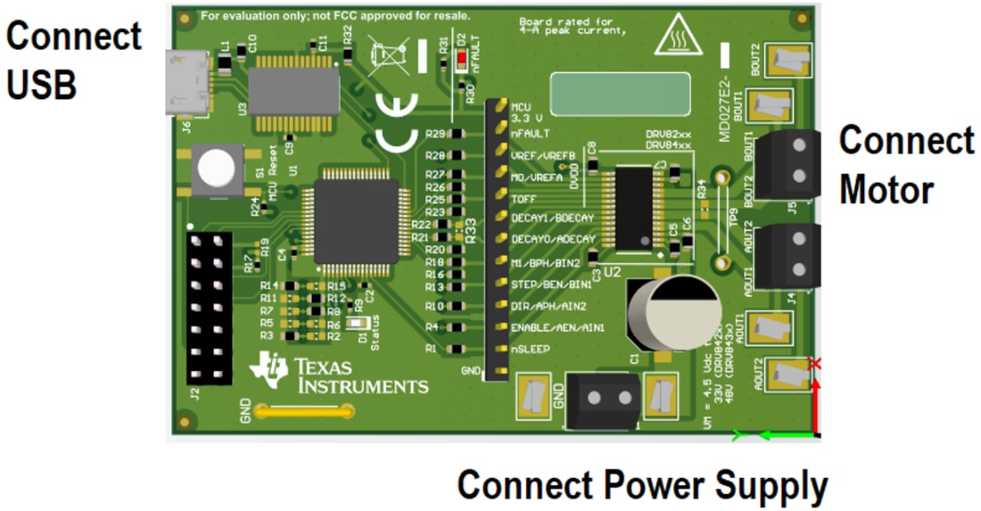 Technische Zeichnung - Texas Instruments DRV8434EEVM Motortreiber-Evaluierungsmodul