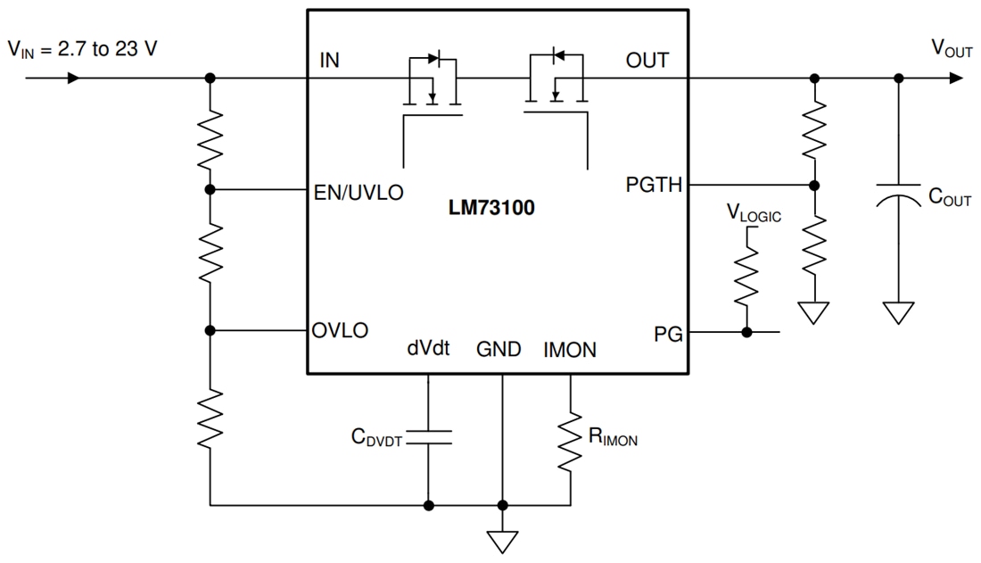 Schaltplan - Texas Instruments LM73100 5,5-A-Ideal-Diode