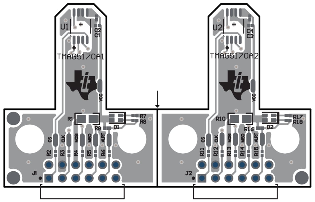 Technische Zeichnung - Texas Instruments TMAG5170UEVM 3D-Hall-Effekt-Sensor-EVM