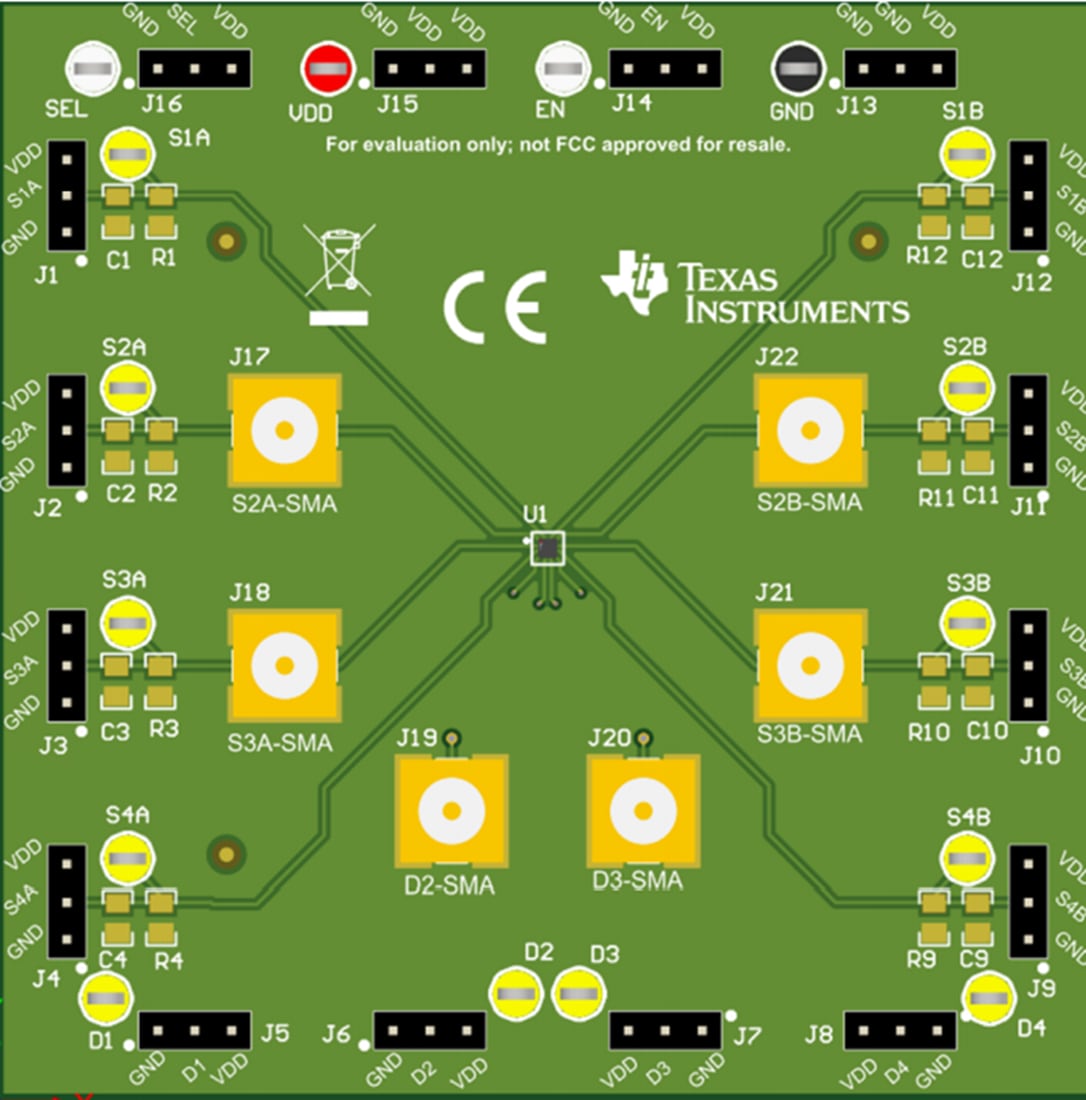 Technische Zeichnung - Texas Instruments TMUX1575EVM Schalter-Evaluierungsmodul (EVM)