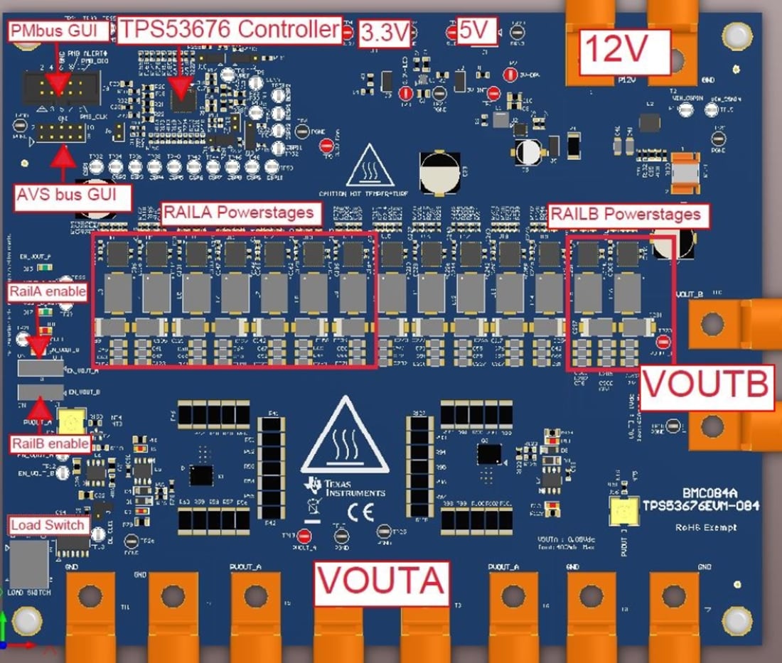 Technische Zeichnung - Texas Instruments TPS53676EVM Controller-Evaluierungsmodul (EVM) 