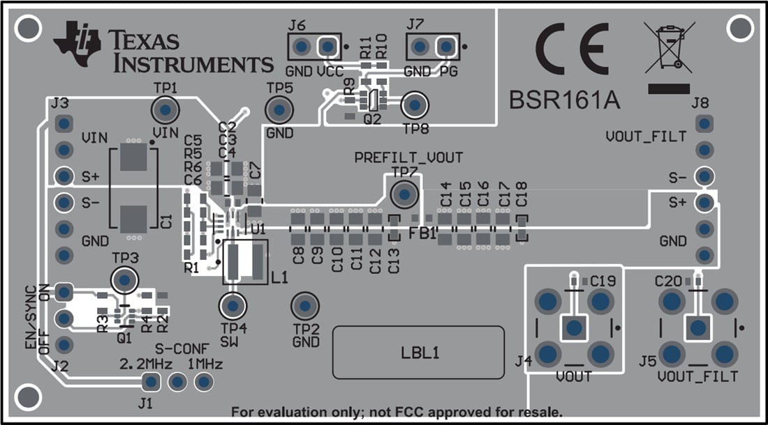 Technische Zeichnung - Texas Instruments TPS62913-IBB-EVM Wandler-Evaluierungsmodul