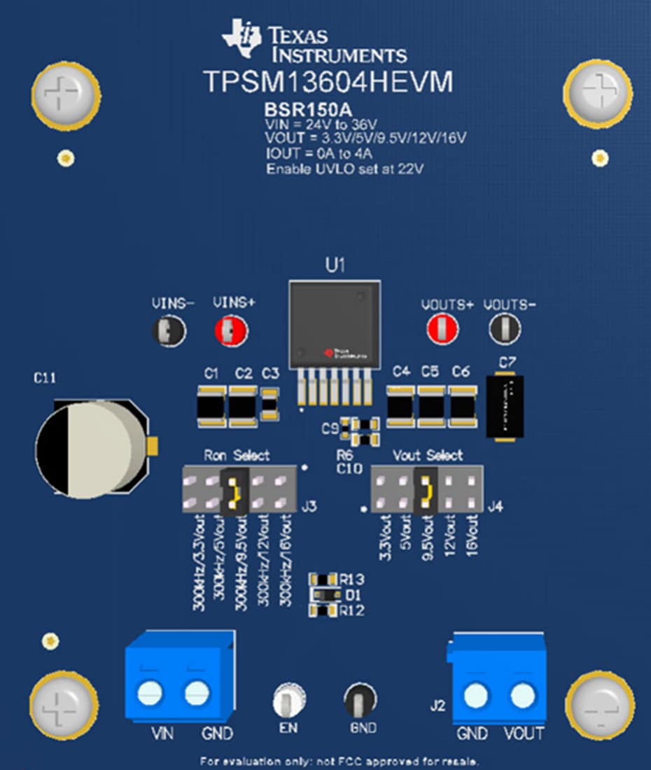 Technische Zeichnung - Texas Instruments TPSM13604HEVM Leistungsmodul-Evaluierungsmodul