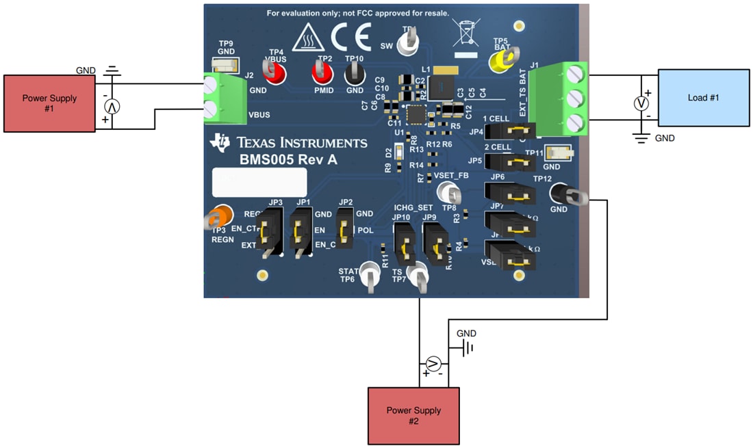 Technische Zeichnung - Texas Instruments bq25300EVM/bq25303JEVM Evaluierungsmodul (EVM)