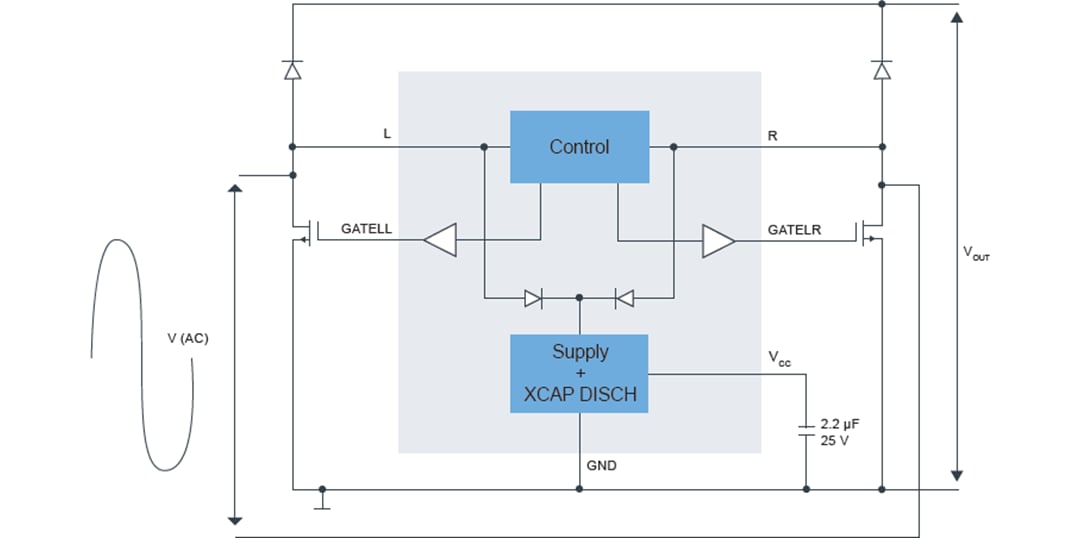 Applikations-Schaltungsdiagramm - NXP Semiconductors TEA2206T Aktiver Brückengleichrichter-Controller