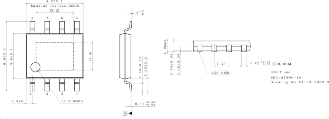 Technische Zeichnung - ROHM Semiconductor BU30SA5WGWZ CMOS-Low-Dropout-Regler
