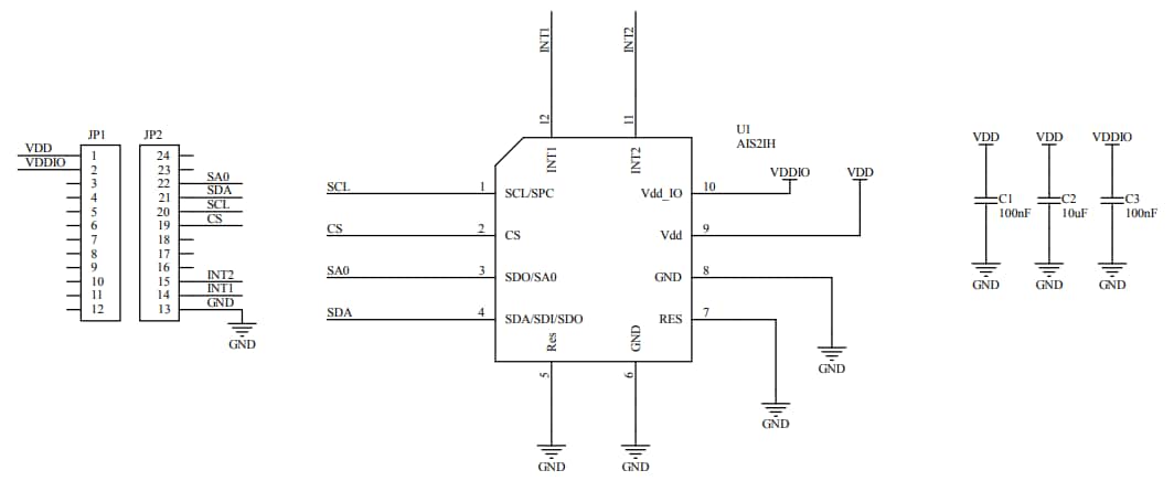 Schaltplan - STMicroelectronics STEVAL-MKI218V1 Adapterboard