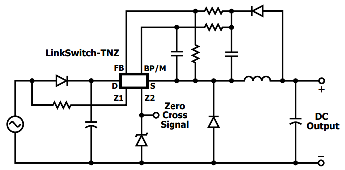 Applikations-Schaltungsdiagramm - Power Integrations LinkSwitch-TNZ Offline-Schaltanlagen-ICs