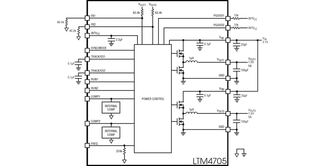 Blockdiagramm - Analog Devices Inc. LTM4705 μModule-DC/DC-Regler