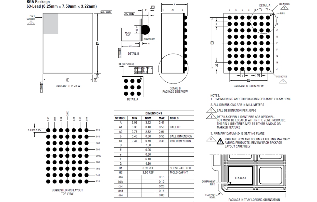 Technische Zeichnung - Analog Devices Inc. LTM4705 μModule-DC/DC-Regler
