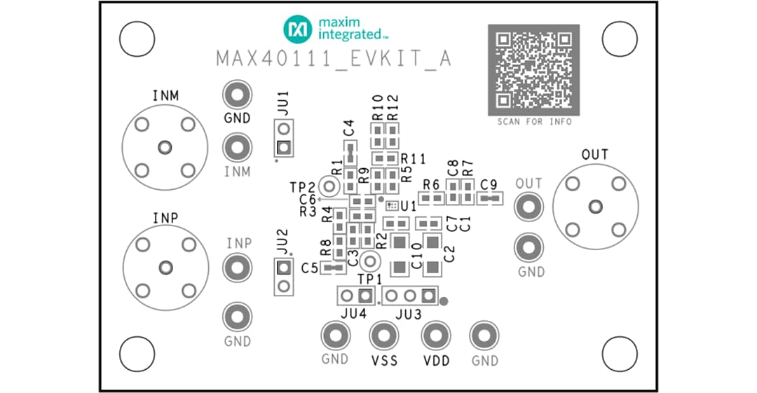 Technische Zeichnung - Analog Devices / Maxim Integrated MAX40110EVKIT und MAX40111EVKIT Evaluierungskits