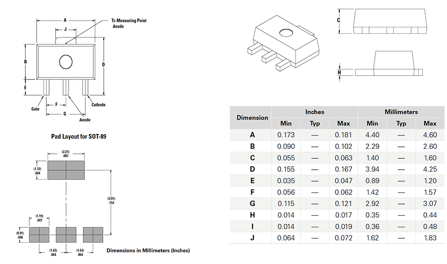Littelfuse Sx02xSx Empfindliche 1,5-A-EV-SCR-Thyristoren