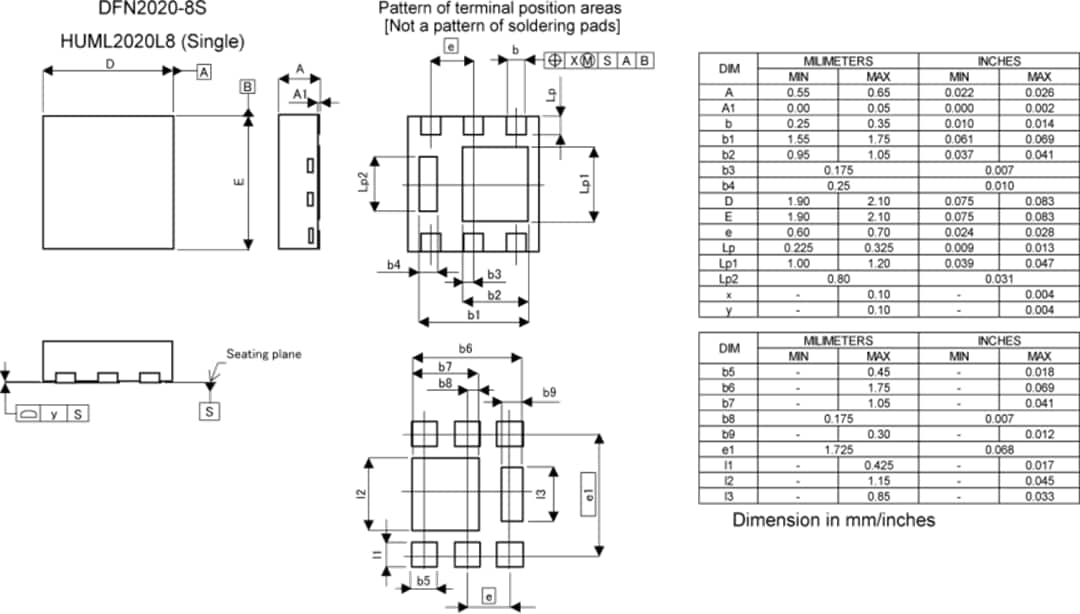 Technische Zeichnung - ROHM Semiconductor RF4G100BG N-Kanal-Leistungs-MOSFET