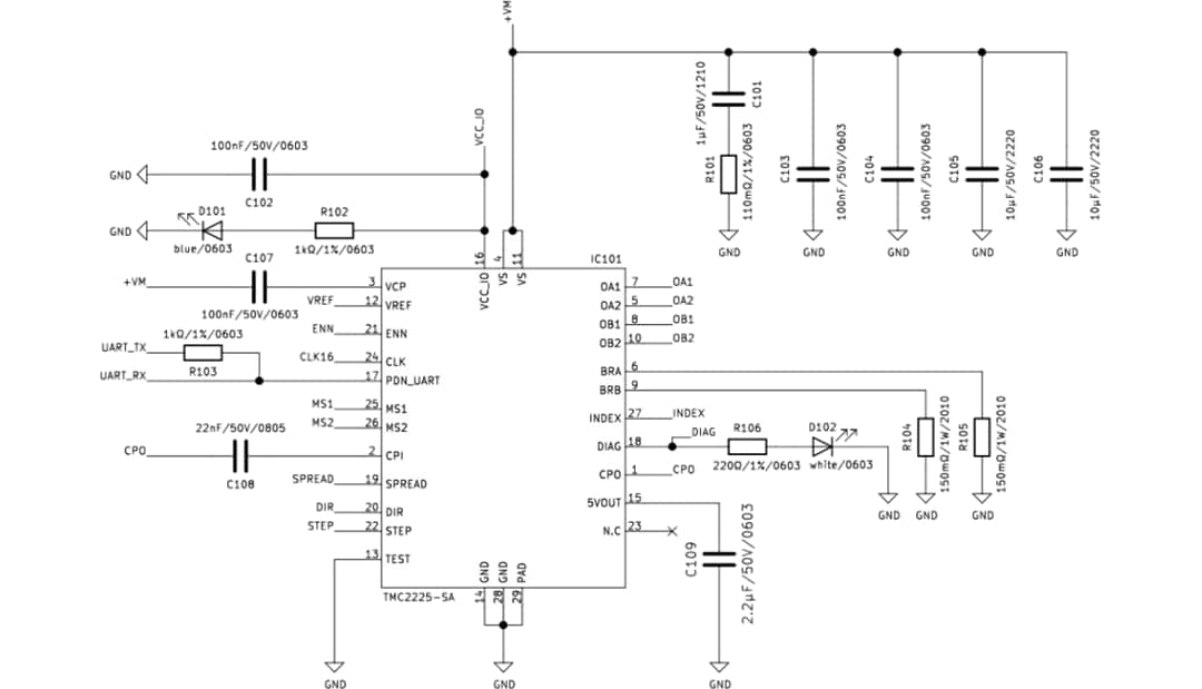 Schaltplan - Analog Devices / Maxim Integrated TMC2225-BOB Breakout-Board