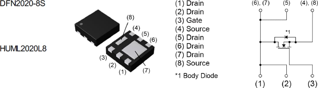 Schaltplan - ROHM Semiconductor RF4L070BG N-Kanal Leistungs-MOSFET