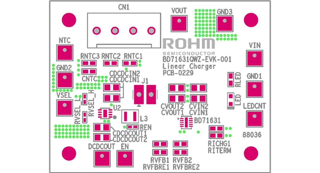 Technische Zeichnung - ROHM Semiconductor BD71631QWZ-EVK-001 Evaluierungsboard
