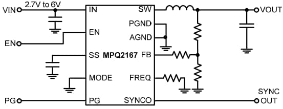 Application Circuit Diagram - Monolithic Power Systems (MPS) MPQ2167 Step-Down Converters