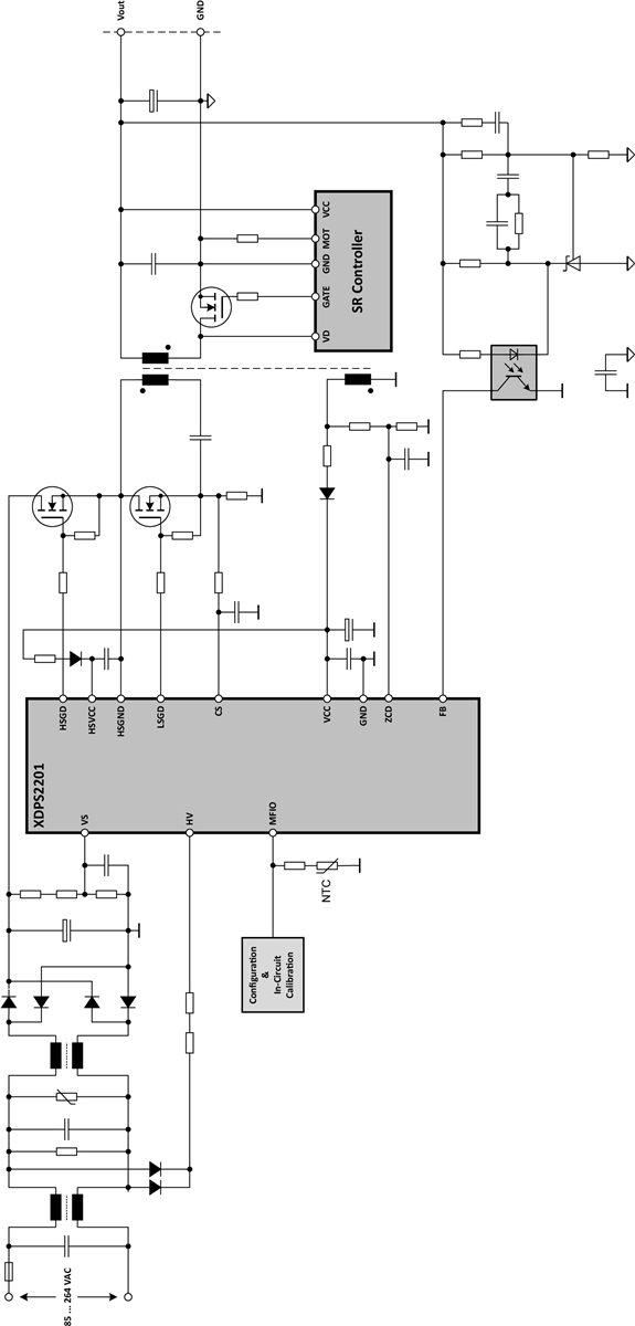 Applikations-Schaltungsdiagramm - Infineon Technologies XDPS2201 Hybrid-Flyback-Controller