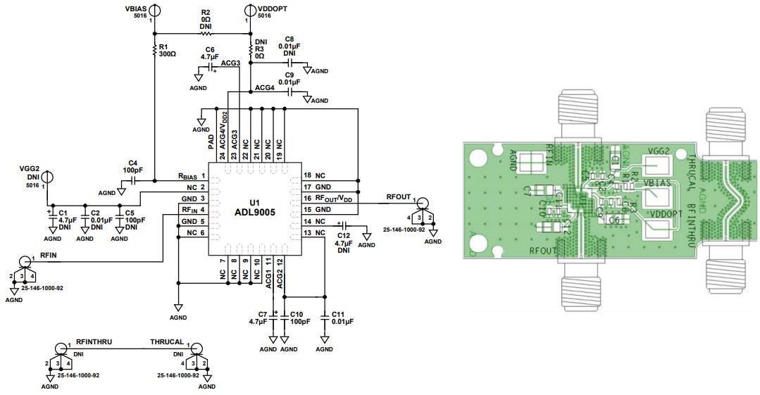 Schaltplan - Analog Devices Inc. ADL9005-EVALZ Evaluierungskit