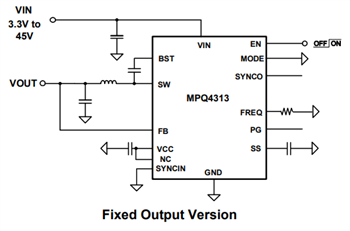 Application Circuit Diagram - Monolithic Power Systems (MPS) MPQ4313-AEC1 Switching Regulators