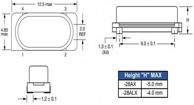 Mechanical Drawing - ECS CSM-4AX SMD Crystals