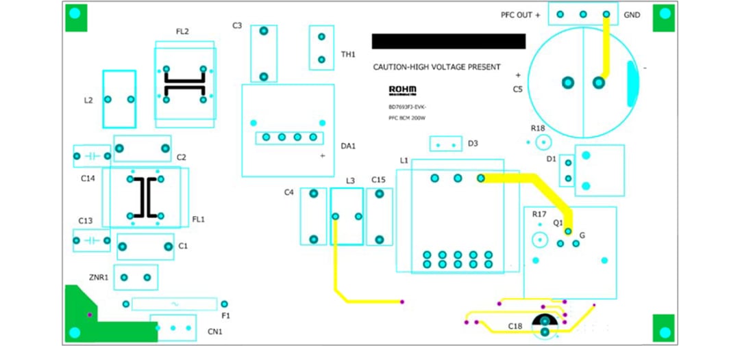 Technische Zeichnung - ROHM Semiconductor BD7693FJ-EVK-001 Evaluierungsboard