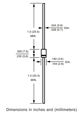 Mechanical Drawing - Rectron P6KE GPP Transient Voltage Suppressor Diodes
