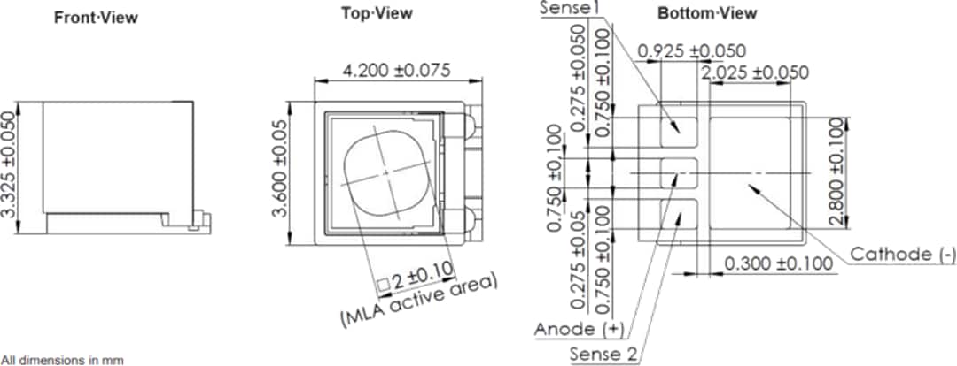 Technische Zeichnung - ams OSRAM AQAA-20 BELAGO 1.1 Punkt-Projektor