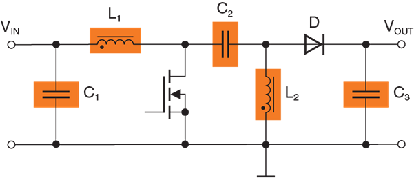 Applikations-Schaltungsdiagramm - EPCOS / TDK Gekoppelte Induktivitäten
