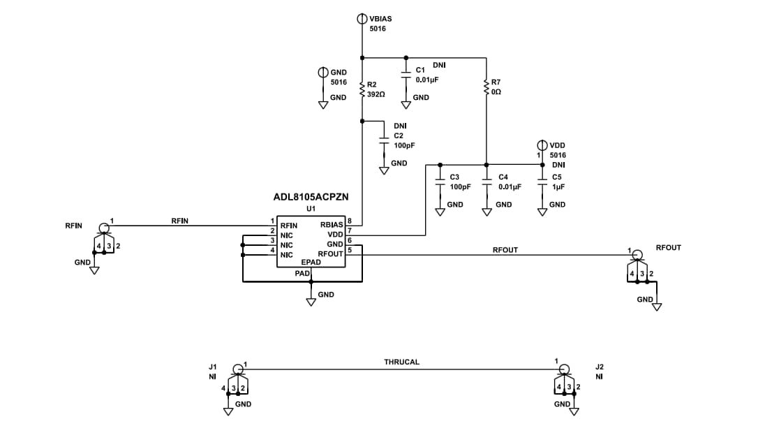 Schaltplan - Analog Devices Inc. ADL8105-EVALZ Evaluierungsboard