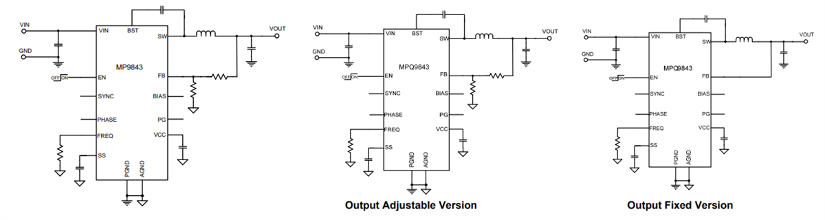 Application Circuit Diagram - Monolithic Power Systems (MPS) MP9843/MPQ9843 Step-Down Converters