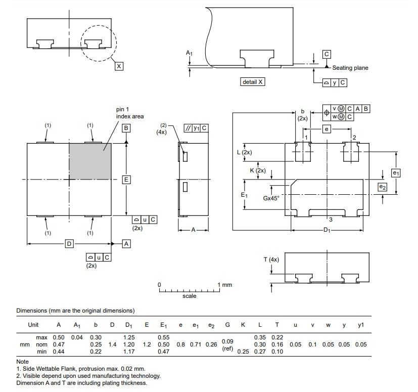 Technische Zeichnung - Nexperia SOT8009 oberflächenmontierbare Gehäuseprodukte