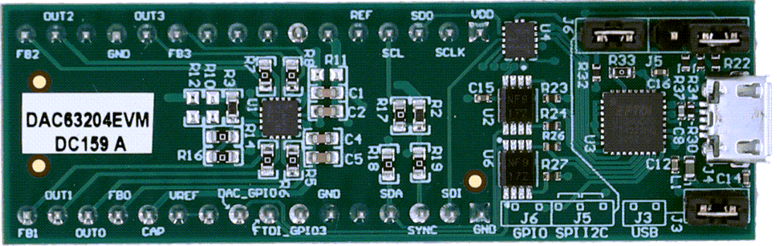 Technische Zeichnung - Texas Instruments DAC63204EVM DAC-Evaluierungsmodul (EVM)