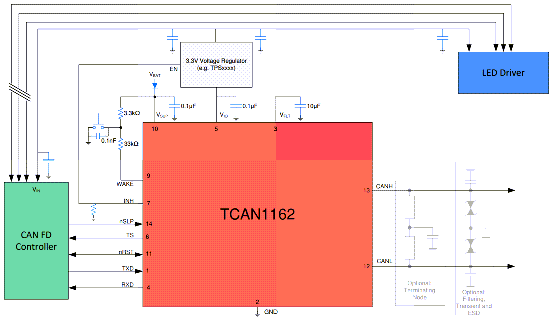 Schaltplan - Texas Instruments TCAN1162-Q1 Automotive-CAN-FD-Transceiver
