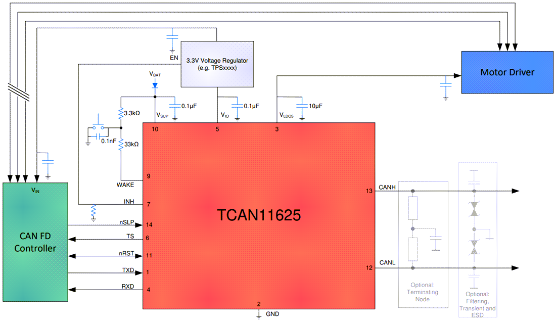 Blockdiagramm - Texas Instruments TCAN1162x-Q1 Automotive-CAN-FD-Transceiver