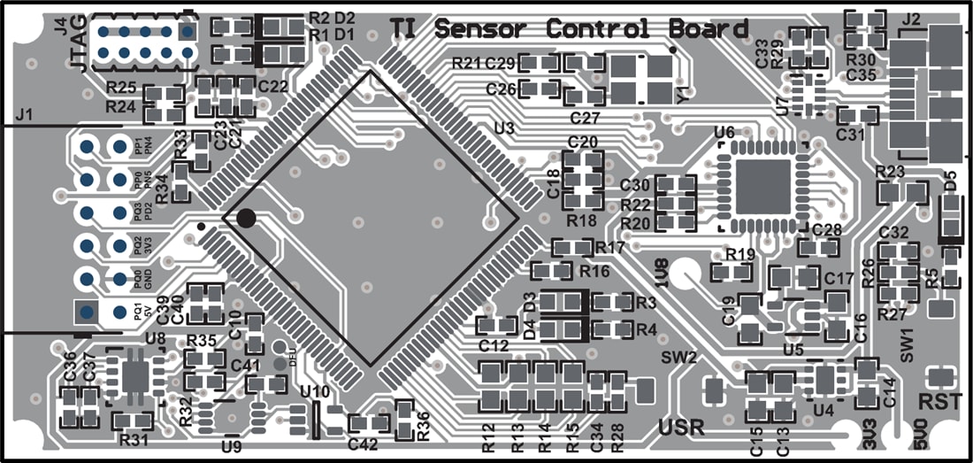 Technische Zeichnung - Texas Instruments TI-SCB Sensor-Steuerungsboard (SCB)