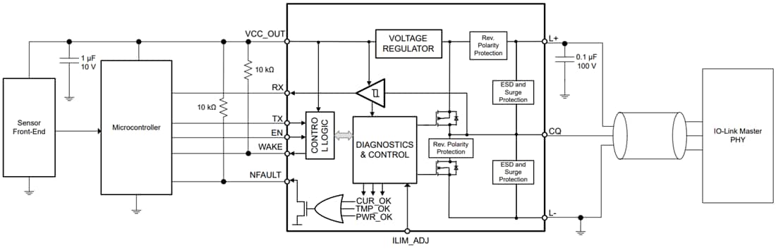 Applikations-Schaltungsdiagramm - Texas Instruments TIOL112x IO-Link-Transceiver