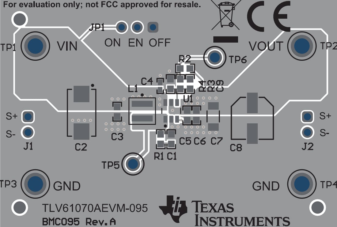 Technische Zeichnung - Texas Instruments TLV61070AEVM-095 Wandler-Evaluierungsmodul