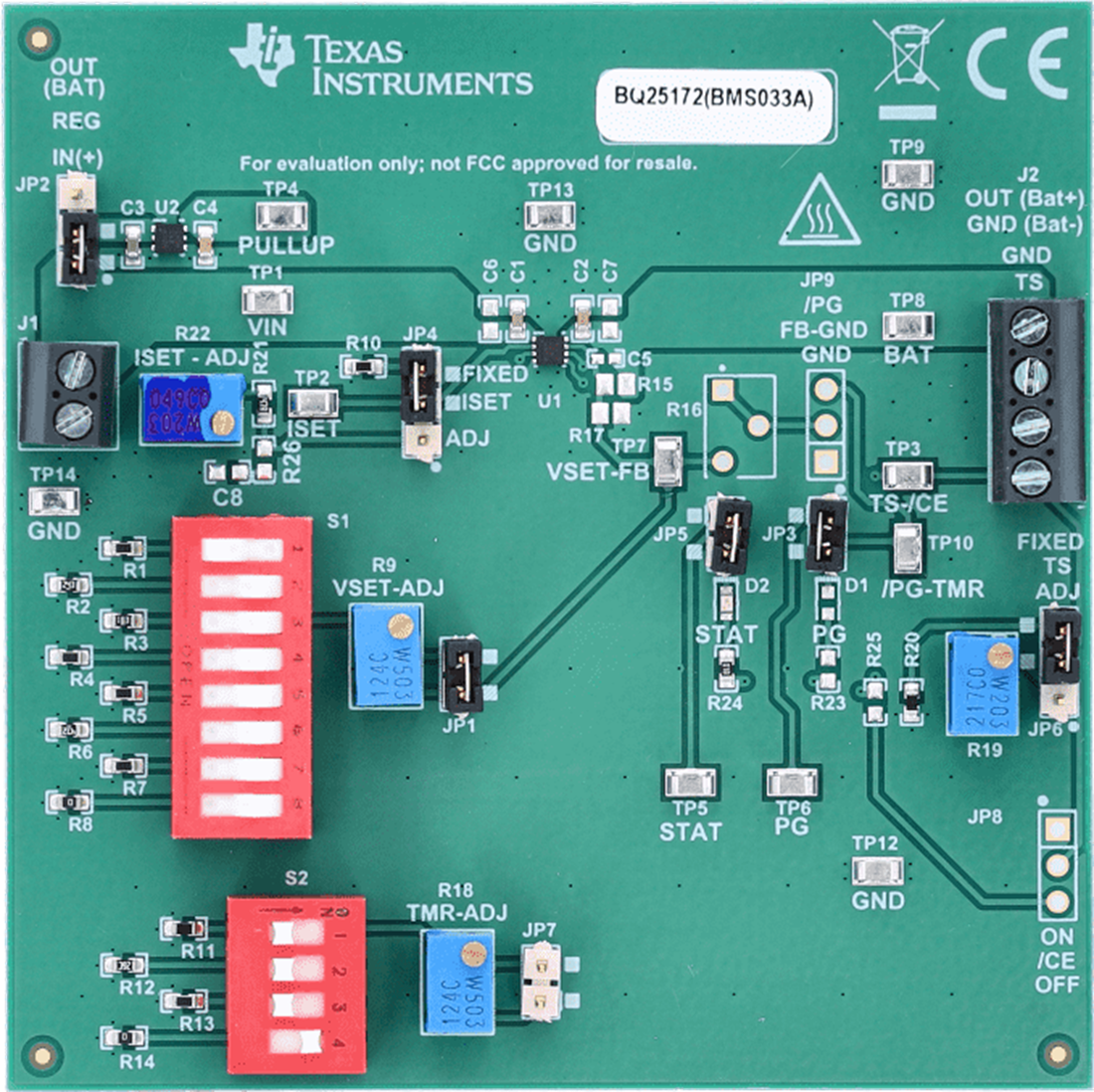 Technische Zeichnung - Texas Instruments bq25172EVM Evaluierungsmodul (EVM)