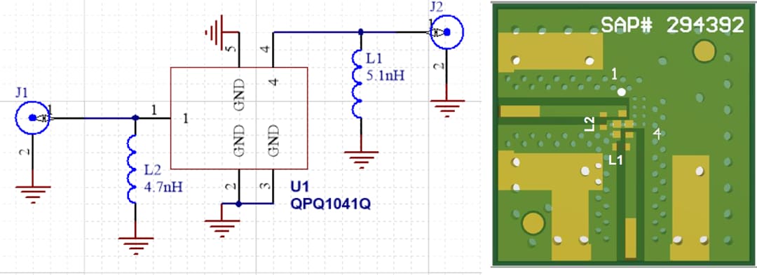 Technische Zeichnung - Qorvo QPQ1041QEVB Evaluierungsboard