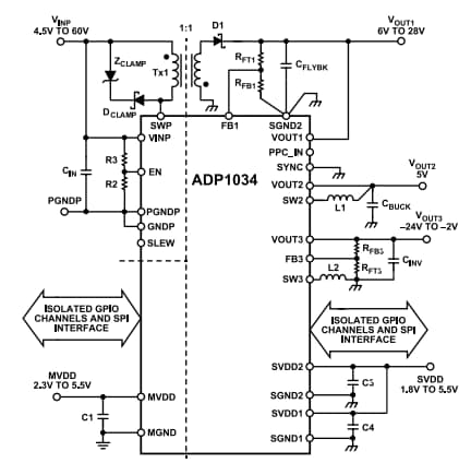 Applikations-Schaltungsdiagramm - Analog Devices Inc. ADP1034 Mikropower-Managementeinheit (PMU)