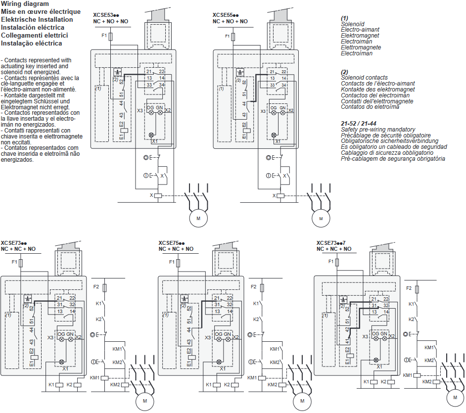 Applikations-Schaltungsdiagramm - Telemecanique XCSE Sicherheitsschalter